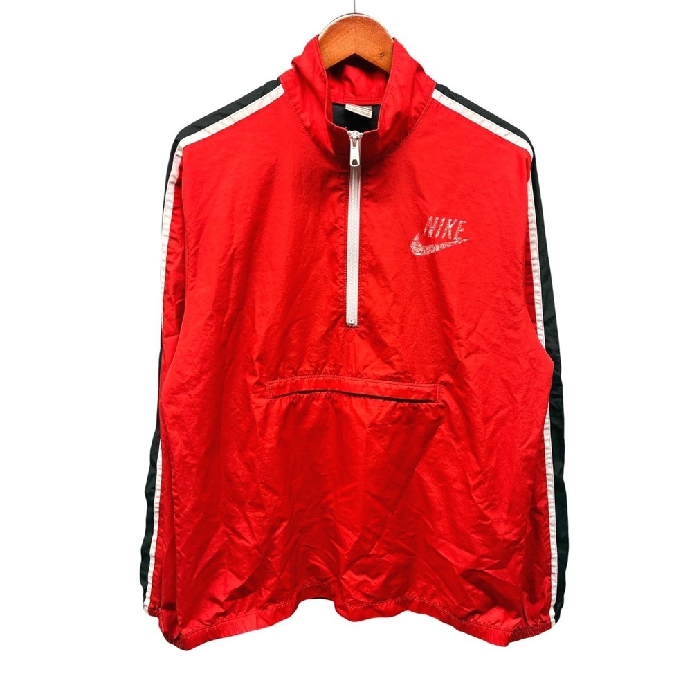 Nike Sportswear Half Zip Windbreaker Pullover Jacket Mens M Red Sporty Blokecore
